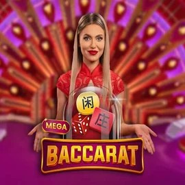 Mega Baccarat online game logo by Pragmatic Play on lizarocasino.co.com